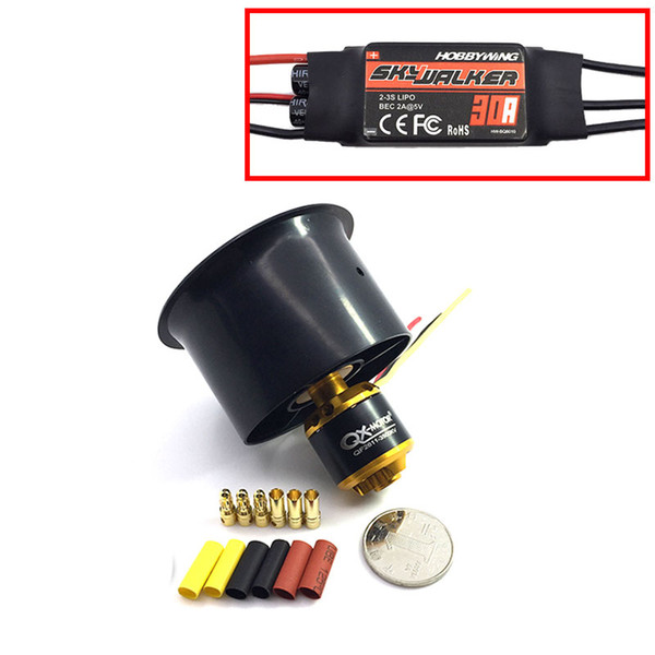 QX-MOTOR Brushless Motor 55mm 6 Blades EDF Ducted Fan with QF2611 3500KV and 30A esc for RC Drone Ducted F22128/F22129