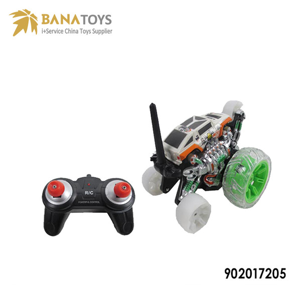 Hot rc stunt car with colorful light toy car imitate radio controlled children's toy car including 1*9V battery