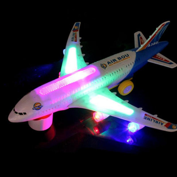 Wholesale-Hot New Airplane Toys Electric Airplane Moving Flashing Lights Sounds Kids Toy DIY Aircraft Gift