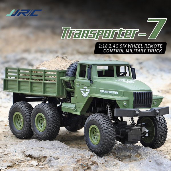 RC Car 10KM/H 6WD Adjustable-speed Off-Road Military 1:18 RC Truck Load 500g Drift Remote Control Car For Kids Gift JJRC Q68