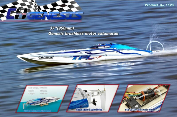 Wholesale- Genesis 1122 Catamaran Racing Boat/ Fiberglass with Dual Motors 3660 brushless motor KV2726, 120A Hobbywing ESC