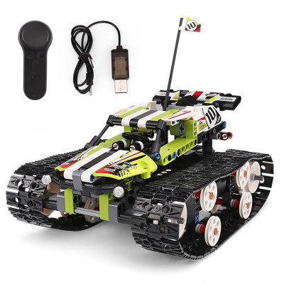 Remote control electric building blocks crawler tank high speed racing assembling and inserting blocks remote control toys