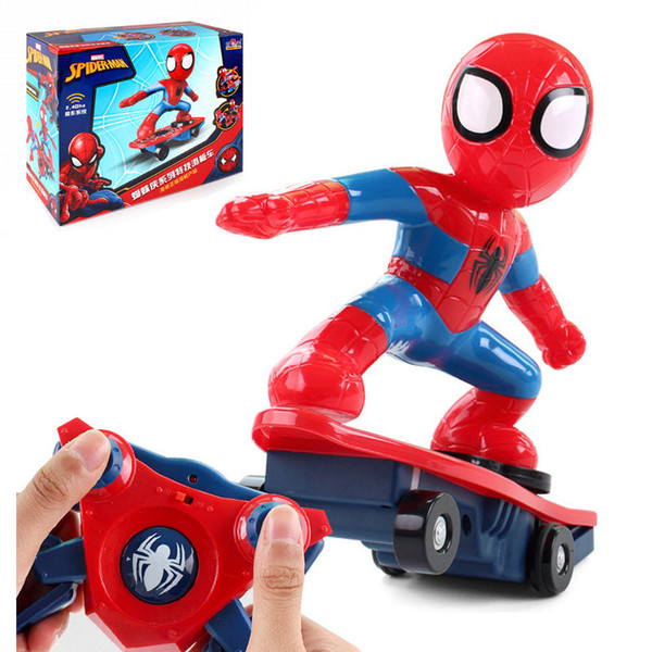 Never Fall Down RC Skateboard Spiderman Scooter Genuine Light Sound Toys Flash Cool Electronic Electric Toy For Kids toys Gift Party