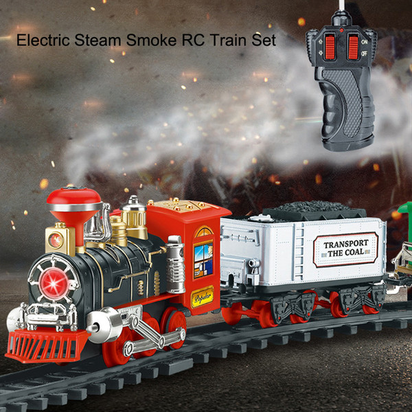 Classic Electric Dynamic Steam RC Track Train Set Simulation Model Toy For Children Rechargeable Children Remote Control Toy Set