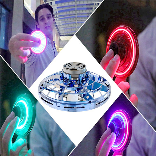 LED Fingertip Gyro Decompression Lighting Pull Back Flight Gyro Flexible Kids Adult Stress Reliever Toy USB Charging Gift HHA1011