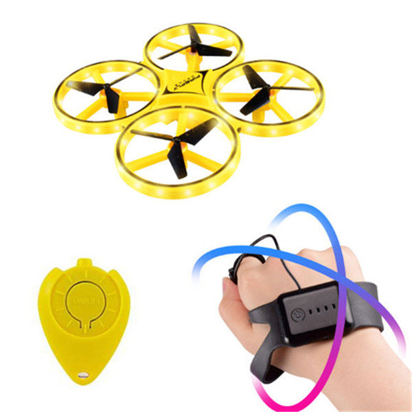 RC Drone Helicopter Wrist Watch Infrared Induction Hand Control Altitude Hold 2 Controllers Quadcopter Funny Kids Toys Gifts