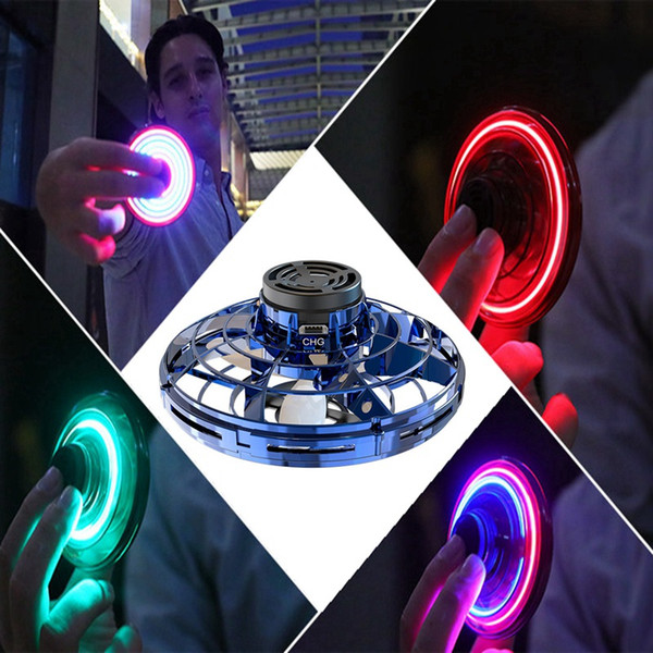 LED Fingertip Gyro Decompression Lighting Pull Back Flight Gyro Flexible Kids Adult Stress Reliever Toy USB Charging Gift HHA1011