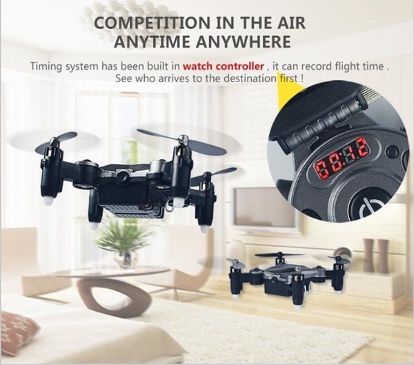 2017 DH-800 Watch Control Wifi FPV RC Selfie Drone 2.4GHz Foldable Pocket Mini RC Drone Portable RC Quadcopter with 0.3MP Camera