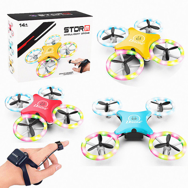 Intelligent Gesture Sensing Aircraft Watch Induction LED light charging Remote Control Four-axis Drone Aircraft Intelligent Children Toys
