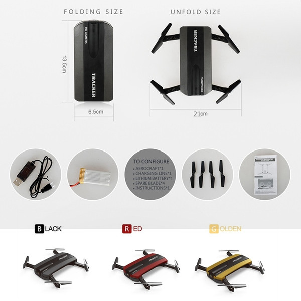 Selfie Drone Tracker Foldable Mini Rc Pocket Drone with Wifi FPV Camera Altitude Hold Headless Mode RC Helicopter