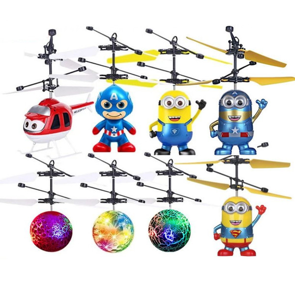 Minion drone RC Helicopter Aircraft Mini drone Fly Flashing helicopter Hand Control RC Toys Minion Quadcopter Dron LED Kids Toys