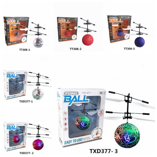 6 Styles Air RC Flying Ball Drone Helicopter Ball Built-in Shinning LED Lighting for Kids Colorful Flying Helicopter Toy CCA7960 30pcs