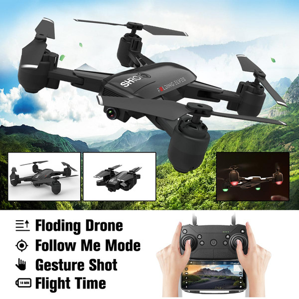 WIFI FPV With Wide Angle HD Camera High Hold Mode Foldable Arm Quadcopter VR live flight GPS Circle Point Fly RC Selfie Drone