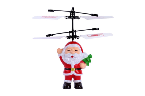 Funny Electric Infrared Sensor Flying Santa Claus Induction Aircraft Toys RC Helicopter Drone Toy Kids Christmas Gifts