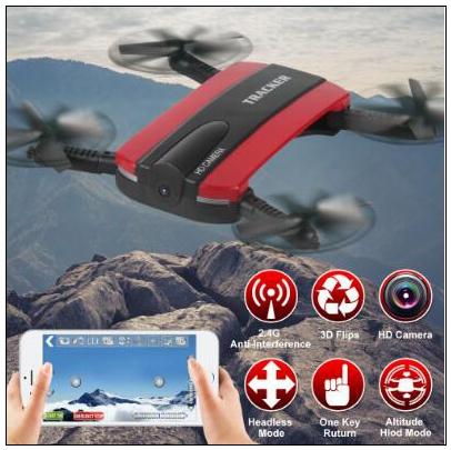 New Phone Control JXD523 Tracker Foldable Mini RC Selfie Drone with Wifi FPV 720P HD Camera Altitude Hold Headless Mode CCA8708 10pcs