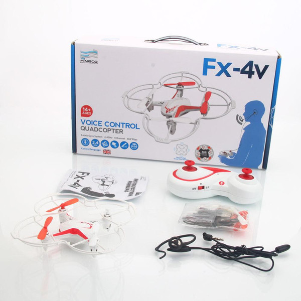 RC Drones FX-4V 2.4G 5CH 6-Axis Gyro CF New Headless Mode One Press Automatic Return Voice Controlled RC Quadcopter (Mode 2)