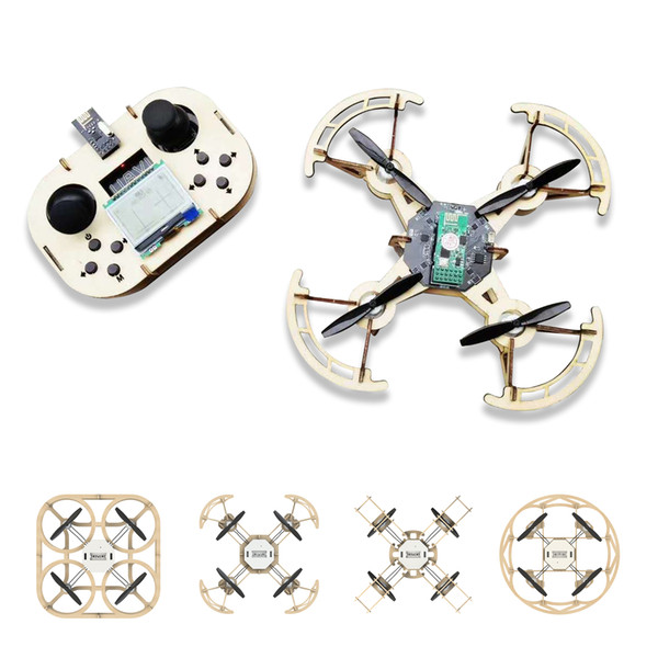 3D Wooden Jigsaw Puzzle Educational Drone, DIY 4 in 1 RC Quadcopter Kit, 720P HD Camera, Lightweight Airframe, Custom Actions