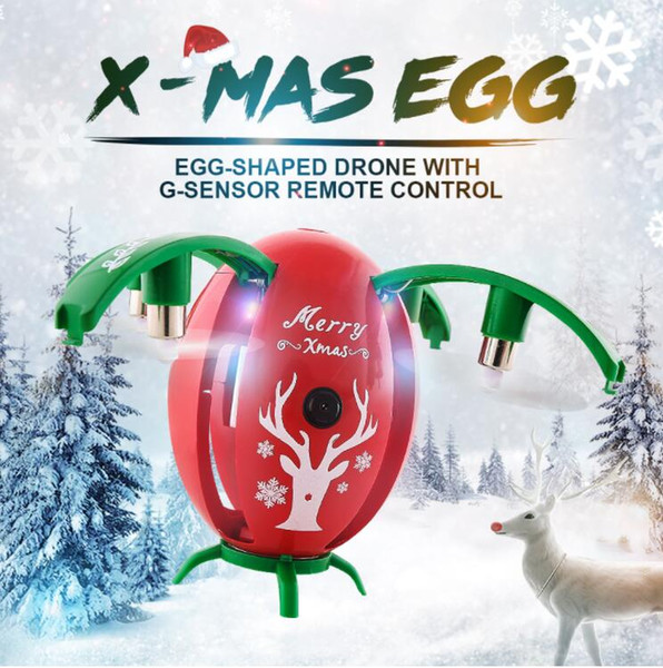 X-MAS Drone Egg-Shaped Drone with G-Sensor Remote Control Foldable Arms WiFi FPV Real-time transmission Christmas Gift