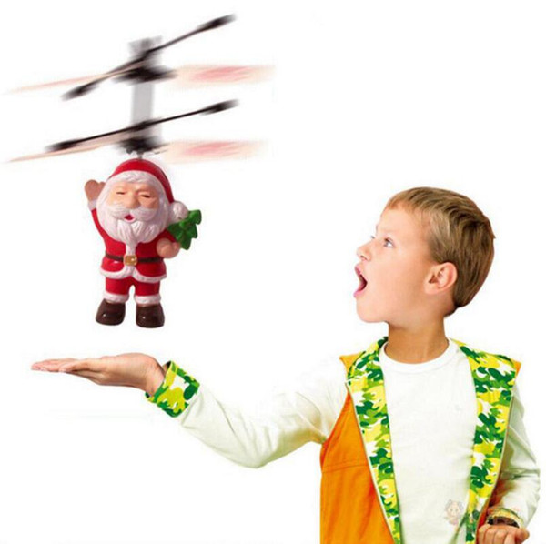 Santa Claus Electric Infrared Sensor Flying Ball Father Christmas Inductive Aircraft Helicopter Flying Toys Christmas Gift OOA3488