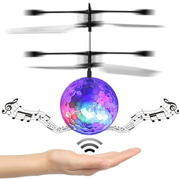 Infrared Sense RC Flying Ball RC Drone Helicopter Ball Built-in Disco Music With Shinning LED Lighting Remote toys For Kids Xmas Gift