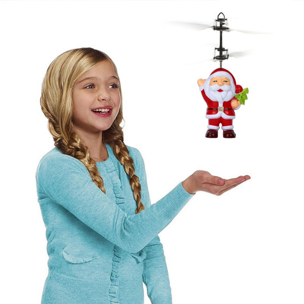 Santa Claus Electric Infrared Sensor Flying Ball Father Christmas Inductive Aircraft Helicopter Flying Toys Christmas Gift 10pcs OOA3488