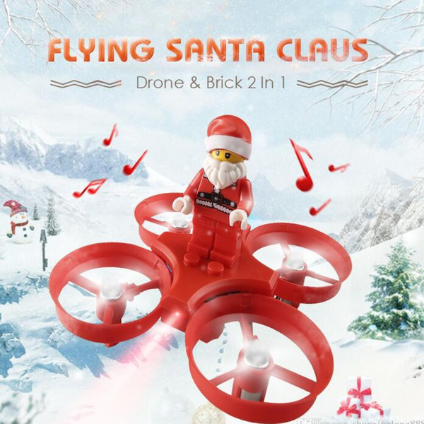 Santa Claus Quadcopter Helicopter Christmas Toy Remote Control Aircraft With LED Light Christmas Music For Kids Gift