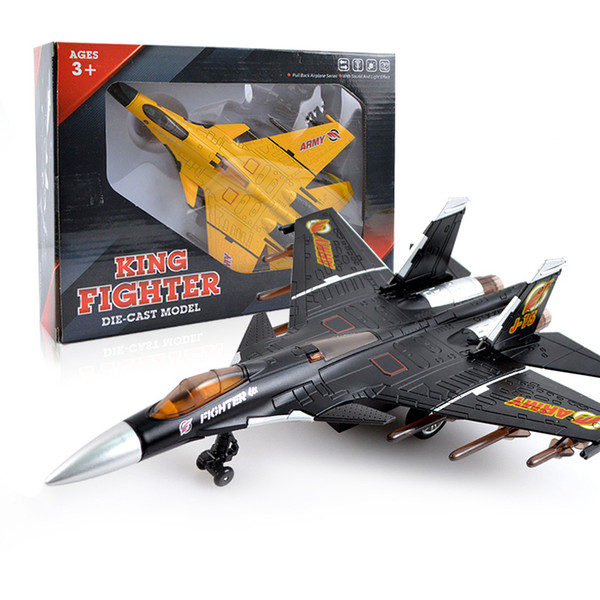 New simulation alloy pull back aircraft toy with sound and light-15 military fighter model children's toy gift boy