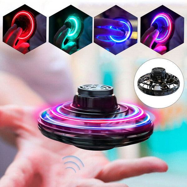 FlyNova UFO Fidget Spinner Toy Kids Portable Flying 360° Rotating Shinning Electric/RC Aircraft LED Lights Release Xmas Flying Ship Fast Red