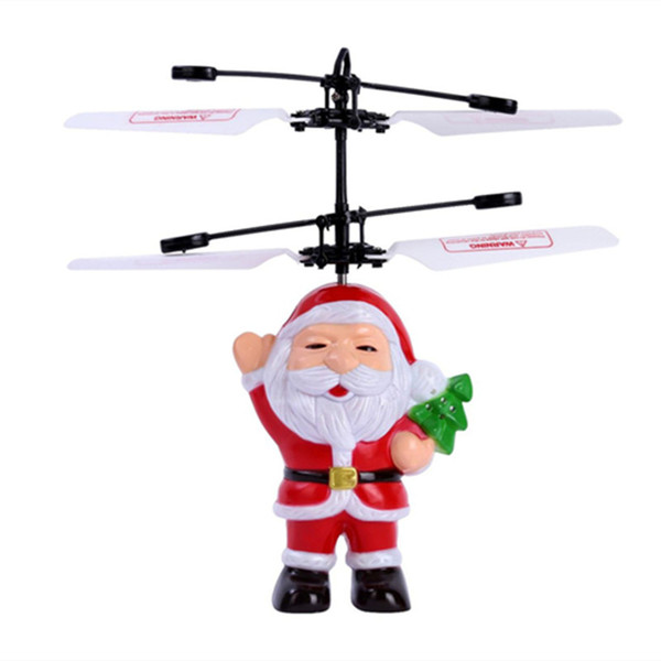 Top Quality Santa Claus Electric Infrared Sensor Flying Ball Father Christmas Inductive Aircraft Helicopter Flying Toys Christmas Gift DHL