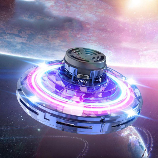 Flying Spinner 360° Rotary USB Charging Flying Disc Hand Operated Drone with Shining LED Lights Kids Gifts Toys