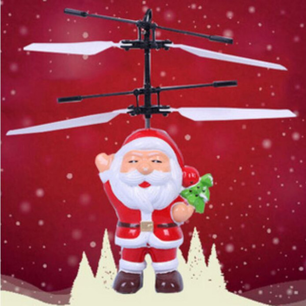 New Santa Claus Helicopter LED lights hand inductive control flying helicopter toy mini aircraft helicopter RC flying for Christmas gift