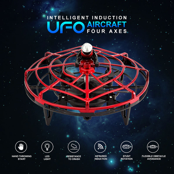 UFO Gesture Induction Suspension Four-axis Aircraft Smart Flying Saucer With LED Lights UFO Ball Flying Aircraft RC Toys Led Gift Induction