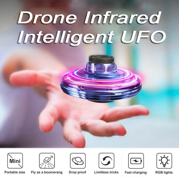 Wholesale FlyNova UFO Fidget Spinner Toy Kids Portable Flying 360° Rotating Shinning LED Light Release Xmas Flying Toy action figures BY1489