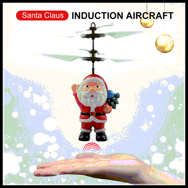 Hot Flying Inductive Mini RC Drone Christmas Santa Claus Induction Aircraft RC Helicopter for Kids Christmas Gifts