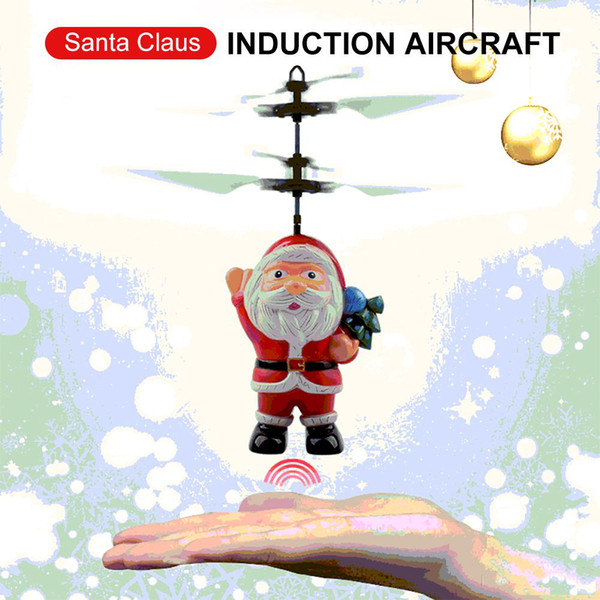 Electric Infrared Sensor Flying Santa Claus Induction aircraft Toys RC Helicopter Drone Toy Kids Christmas Gifts 50PCS