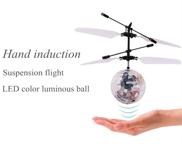 Fly Toy RC Helicopter Toys Flying Induction LED Noctilucent Ball Quadcopter Drone Sensor Suspension Remote Control Aircraft Kids Gift