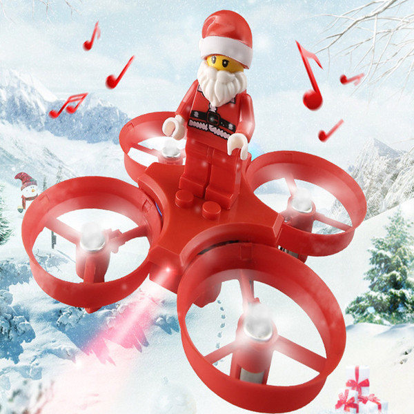 Fly Santa Claus Quadcopter Helicopter Christmas Toy Remote Control Aircraft With LED Light Christmas Music For Kids Gift 60pcs