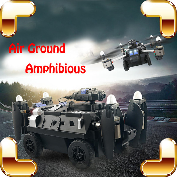 New Arrival Gift 2.4G Air-Ground Amphibious Tank RC Quadcopter Remote Control Helicopter Toys Flying Panzer Camera Wifi Video