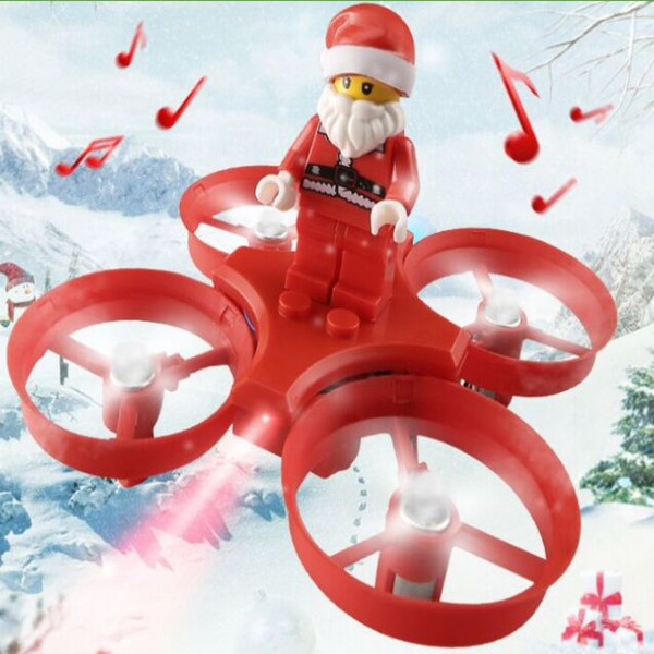 Fly Santa Claus Quadcopter Helicopter Christmas Toy Remote Control Aircraft With LED Light Christmas Music For Kids Gift