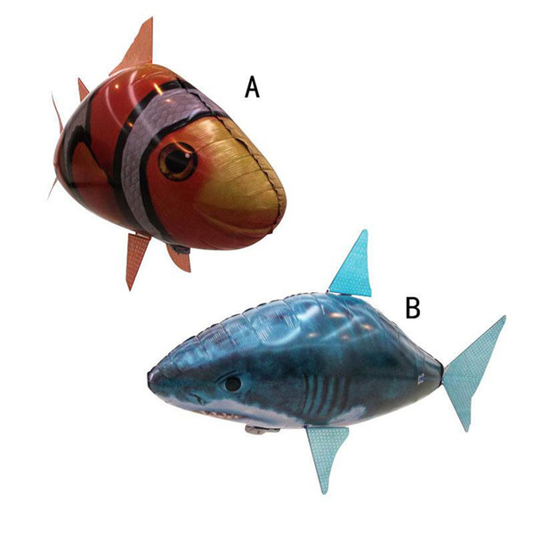 NEW Flying Fish Remote Control Toys Air Swimmer Inflatable Plaything Clownfish Big Shark Toy Children Gifts B001