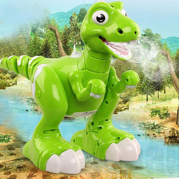 Remote Control Dinosaur Walking Spraying Dancing Green Interative Robot Toy
