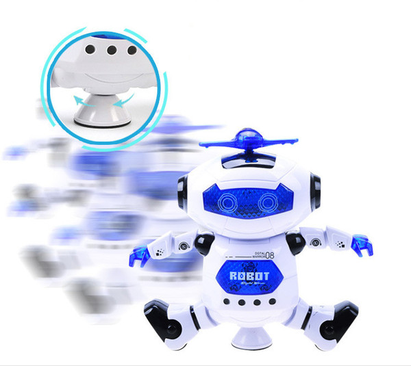 Electric robot children's toy space dance electric robot 360 degrees revolving light music toys