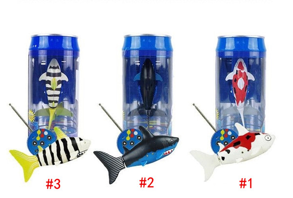 DHL Free Mini RC Shark UnderWater Coke Can RC Shark Fish 3CH Radio Remote Control Fish 3-Colors 3310B RC Toy for Kids Water Fun Toy