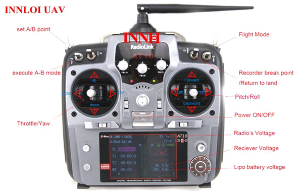 [INNLOI UAV Custom-made Agricultural Drone] Details about RadioLink AT10 II 12CH RC Transmitter with R12DS Receiver remote controller