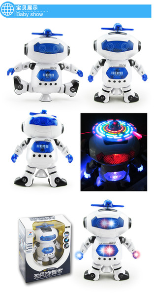 Children's Intelligent Space Dance Motor Robot 360 Degree Rotary Seven Colors Music Infrared Plaza Hot Toys