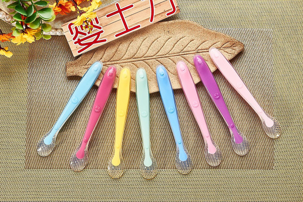 Sunrabbit baby spoon soft head thermochromic spoon for baby rice paste feeding training spoon for food supplement feeding