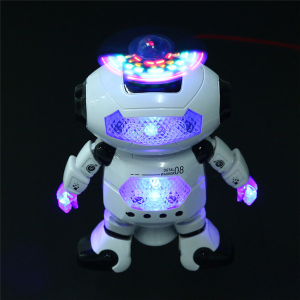 360 Rotating Space Dancing Robot Musical Walk Lighten Electronic Toy Robot Christmas Birthday Gift Toy for Children Kids