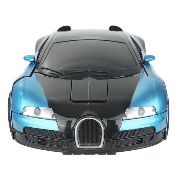 1/14 2.4G Gesture Induction Radio Control Rc Toy Car One-Key Deformation Lighting Robot - Blue