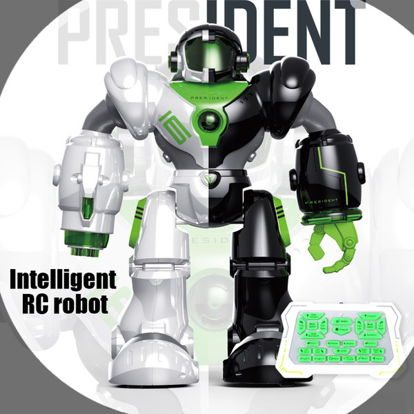 [TOP] Multi-function intelligent programming remote control robot RC toys Rotating Dance music light shooting fighting robot