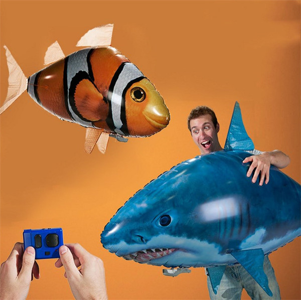 IR RC Air Swimmer Shark Clownfish Flying Air Swimmers Inflatable Assembly Swimming Clown Fish Remote Control Blimp Balloon Air Swimmer Toy